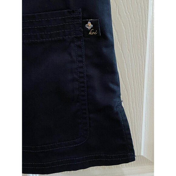 Koi Limited Edition Nicole Black Scrub Top Style 247C W/ Gold Trim S Womens V-Ne - Picture 4 of 6